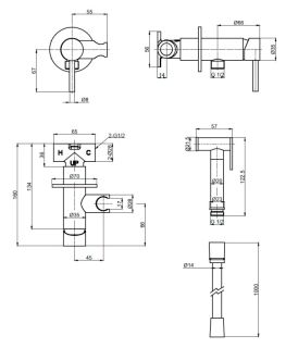 Гигиенический душ AQUAme Siena AQM6217BG со смесителем шлифованное золото